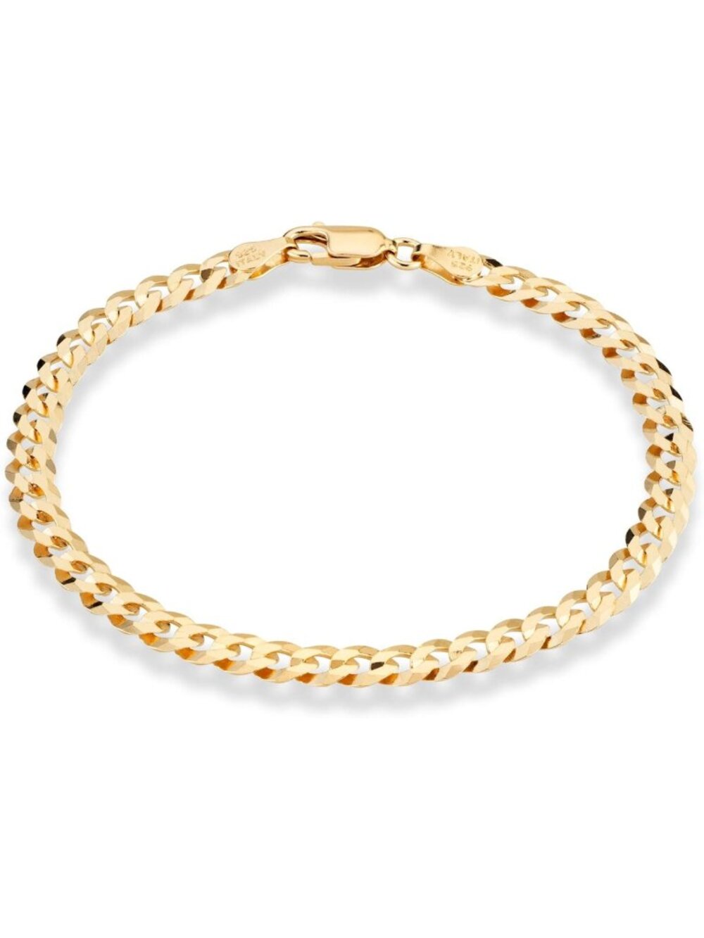Elegant 18K Gold Plated 925 Sterling Silver Cuban Link Bracelet - 5mm Charm